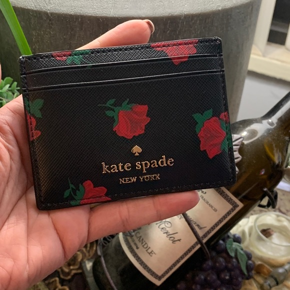 Authentic KATE SPADE Saffiano leather Roses card case holder - Picture 3 of 6